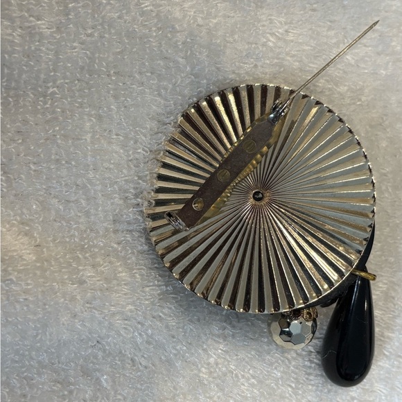 Vintage Art Deco Style Brooch Pin Black & Silver Glamour Unisex - Picture 8 of 10